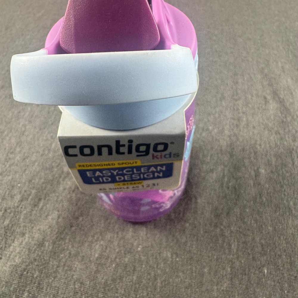 Contigo Kids 14oz Water Bottle Easy Clean Lid Purple Unicorn Bunny BPA Free - Picture 5 of 7